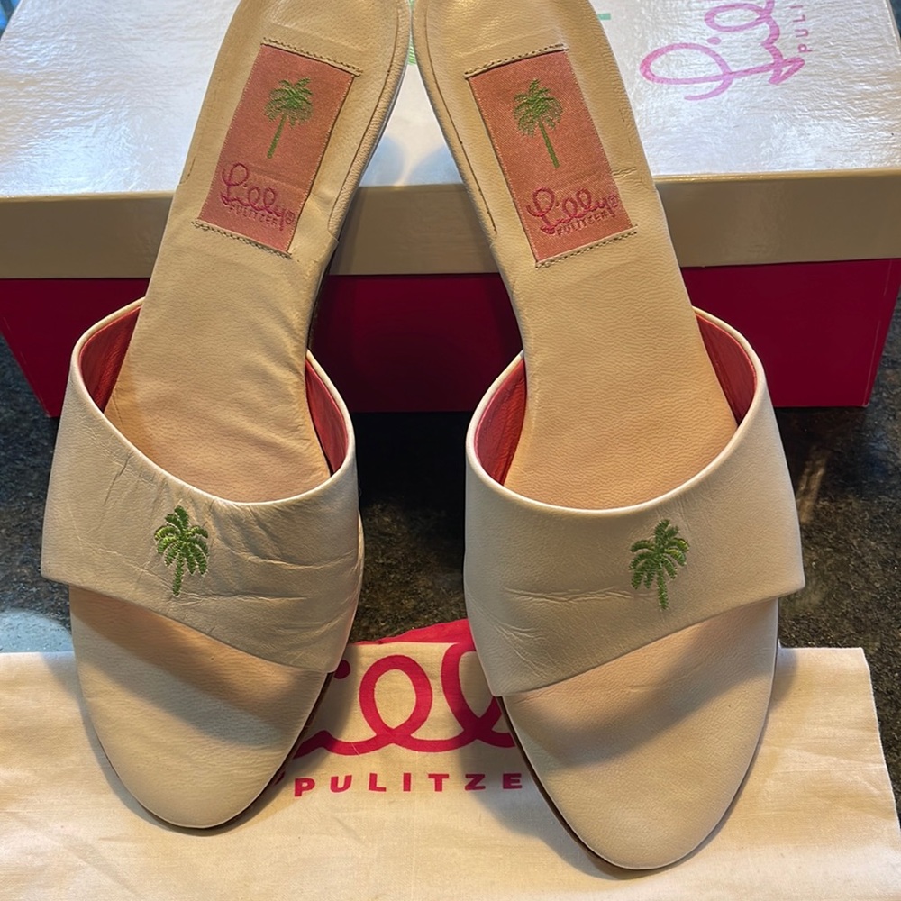 LILLY PULITZER Palm  Slides 1 inch heel